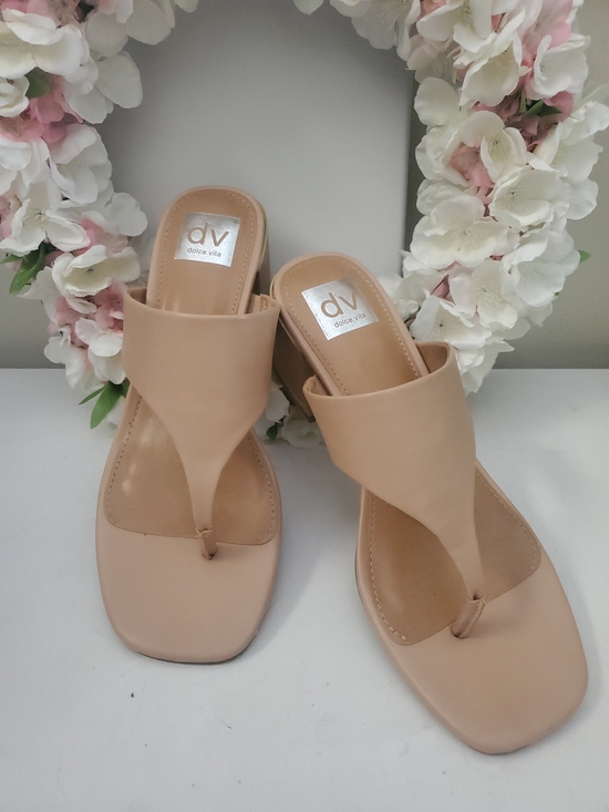Dolce Vita Shoes - Dolce Vita Beige Square-Toe Thong Mules